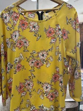 Papermoon Mustard Yellow Floral Long-Sleeve Top
